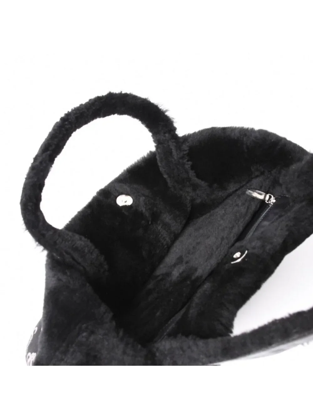 Loewe Handbag Anagram Black Shearling Leather Silver